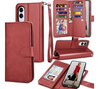 Tekcoo Wallet Phone Case for Samsung Galaxy S25 Edge/SM-S937, Tekcoo Luxury PU Leather ID Cash Credit Card Slots Holder Carrying Folio Flip Cover [Detachable Magnetic Hard Case] - Wine Red