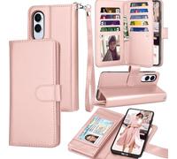Tekcoo Wallet Phone Case for Samsung Galaxy S25 Edge/SM-S937, Tekcoo Luxury PU Leather ID Cash Credit Card Slots Holder Carrying Folio Flip Cover [Detachable Magnetic Hard Case] - Rose Gold