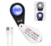 TEKCOPLUS 20X Magnification Jewelers Loupe 22mm Optical Glass Illuminated Eye Loupe Magnifier Jewelry Magnifying Glass with UV Light and Bright LED Light for Diamond Gem Coin Stamp Rock