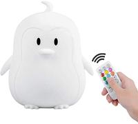 Tekemai Big Size Night Light, Portable Silicone Bedside Lamp, Multicolor Light with Remote Control, USB Rechargeable led Light for Kids/Baby Bedroom/Adults/Children/Gift - Large Penguin
