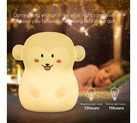 Tekemai Night Light, Night Light for Kids, Safe Soft Silicone Bedside Lamp, Baby Nursery Lamp, 9 Colors with Remote Control, USB Rechargeable LED Multicolor Lamp for Child/Bedroom/Gift - Monkey