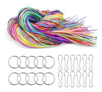 tekenewbse Pack of 200 Scooby DOO Bands, Scoubidou Bands, Ribbons for Bracelets, Thread Scoubidou, Braiding Cords, Braiding with Keychain and Hooks, for Crafts Bracelets, Necklaces, Keyrings