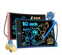 TEKFUN 2 Pack LCD Writing Tablet, 10inch Colorful Drawing Tablet for Kids, Erasable Writing Drawing Board with Lanyard, Learning Toys Gifts for 3 4 5 6 7 Years Old Boys Girls Toddlers (Pink+Blue)
