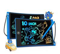 TEKFUN 2 Pack LCD Writing Tablet 10inch Erasable Colorful Drawing Tablet Writing Drawing Board with Lanyard, Travel Educational Toys Gifts for Kids 3+ Years Old Boys Girls Toddlers (2*Blue)