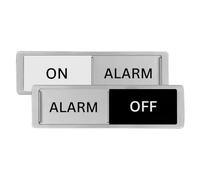 TEKHEUTEN Alarm On/Off Sign, Sliders, Farmhouse Design, For Home or Office, Includes Magnet and Sticker Mounts, 7 x 2 Inches, Security System Status Indicator Tag (Pack of 2)