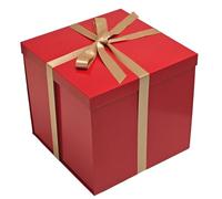 Tekhoho Red Large Gift Box 28x28x26.5cm, Premium Present Box with Lid and Ribbon for Holidays Wedding Birthday Gift Packaging, Plaid Lining