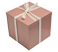Tekhoho Rose Gold Large Gift Box 28x28x26.5cm, Premium Present Box with Lid and Ribbon for Holidays Wedding Birthday Gift Packaging, Plaid Lining