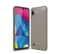 TeKKno® Compatible with GALAXY A10, Flexible Tough Shockproof Carbon Fibre [Slim Fit] Protective Shell Back Case Cover + LCD Screen Protector Guard for Samsung Galaxy A10 [SM-A105] (Grey)