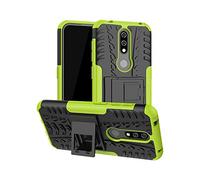 TeKKno® Compatible with NOKIA 4.2, Slim Armour Tyre Tread Stylish Defender Heavy Duty Shockproof Case Cover with Back Stand + LCD Screen Protector Guard for Nokia 4.2 (Green)