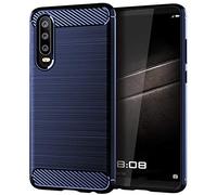 TeKKno® Flexible Tough Shockproof Carbon Fibre [Slim Fit] Protective Shell Back Case Cover + LCD Screen Protector Guard for Huawei P30 (Blue)