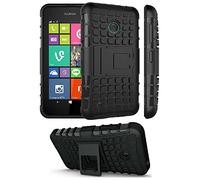 TeKKno® Slim Armour Stylish Defender Heavy Duty Shock Proof Case Cover with Back Stand + LCD Screen Protector Guard for Nokia Lumia 530 (Black)