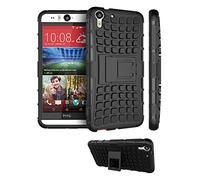 TeKKno® Slim Armour Stylish Defender Heavy Duty Shock Proof Case Cover with Back Stand + LCD Screen Protector Guard for HTC Desire Eye (Black)