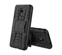 TeKKno® Slim Armour [Tyre Tread] Stylish Defender Heavy Duty Shock Proof Case Cover with Back Stand + LCD Screen Protector Guard for Samsung Galaxy J3 2018 (Black)