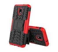 TeKKno® Slim Armour [Tyre Tread] Stylish Defender Heavy Duty Shock Proof Case Cover with Back Stand + LCD Screen Protector Guard for Samsung Galaxy J3 2018 (Red)
