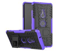 TeKKno® Slim Armour [Tyre Tread] Stylish Defender Heavy Duty Shockproof Case Cover with Back Stand for SONY XPERIA XZ3 (Purple)