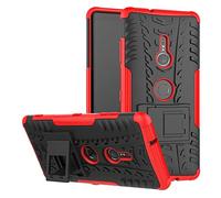 TeKKno® Slim Armour [Tyre Tread] Stylish Defender Heavy Duty Shockproof Case Cover with Back Stand for SONY XPERIA XZ3 (Red)