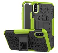 TeKKno® Slim Armour Tyre Tread Stylish Defender Heavy Duty Shockproof Case Cover with Back Stand for Apple iPhone X/XS (Green)