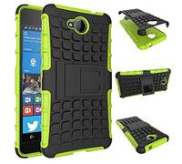 TeKKno® Slim Armour Tyre Tread Stylish Defender Heavy Duty Shockproof Case Cover with Back Stand + LCD Screen Protector Guard for Microsoft Lumia 650 (Green)