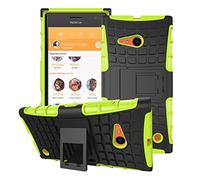TeKKno® Slim Armour Tyre Tread Stylish Defender Heavy Duty Shockproof Case Cover with Back Stand + LCD Screen Protector Guard for Nokia Lumia 735 (Green)