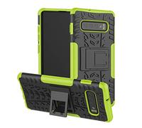 TeKKno® Tough Armour [Tyre Tread] Slim Stylish Defender Heavy Duty Shockproof Case Cover with Kick Stand Samsung Galaxy S10+ (S10 Plus) (Green)