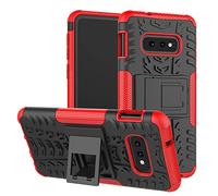 TeKKno® Tough Armour [Tyre Tread] Slim Stylish Defender Heavy Duty Shockproof Case Cover with Kick Stand for Samsung Galaxy S10e (Red)