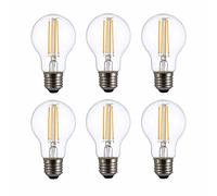 TEKLED® A60 Filament Vintage LED Bulbs | E27 Edison Screw | Energy Saving 6.5W Light Bulb 60W Equivalent | NONDIMMABLE Clear 2700K 806LM | 6-Pack | Warm White