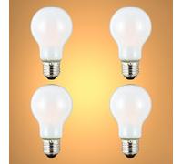 TEKLED® A60 GLS NONDIMMABLE Filament LED Bulbs | E27 Edison Screw | A19 Energy Saving 4W Light White Glass Bulb 40W Incandescent Bulb Equivalent | 2700K 535LM | 4-Pack | Warm White