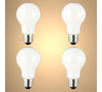 TEKLED® A60 GLS NONDIMMABLE Filament LED Bulbs | E27 Edison Screw | A19 Energy Saving 6.5W Light Milky White Glass Bulb 55W Incandescent Bulb Equivalent | 4000K 850LM | 4-Pack | Cool White