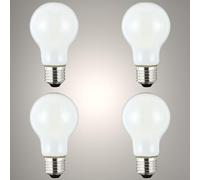 TEKLED® A60 GLS NONDIMMABLE Filament LED Bulbs | E27 Edison Screw | A19 Energy Saving 6.5W Light White Glass Bulb 60W Incandescent Bulb Equivalent | 6500K 890LM | 4-Pack | Cool Daylight