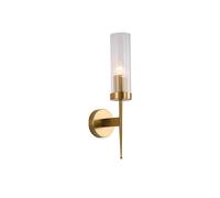 TEKLED Alouette Replica Cylinder Clear Reeded Glass Joseph Fonteyn Fluted Glass Wall Light E27 - Gold Aluminium Bronze