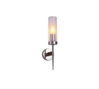 TEKLED Alouette Replica Cylinder Clear Reeded Glass Joseph Fonteyn Fluted Glass Wall Light E27 - Satin Nickel