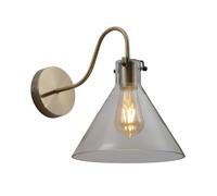 TEKLED Antique Brass Metal Clear Glass Funnel Wall Light E27 Fitting