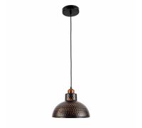 TEKLED Black Copper Brush Effect Metal Golden Hammer Dome Ceiling Light | E27 Edison Screw Bulb Base | Vintage Retro Design Pendant Light | Bar Kitchen Dining Room Coffee Shop (Bulb not Included)