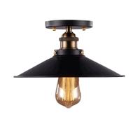 TEKLED Black Metal Funnel Ceiling Light | E27 Fitting | Industrial-Modern Blend Semi-Flush Mount Lighting Fixture | For Bars Kitchens Dining Rooms Porches Coffee Shops Restaurants |(Bulb not Included)