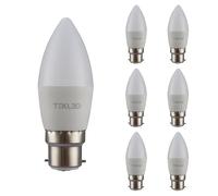 TEKLED® C37 Candle DIMMABLE Cetus LED Bulbs | B22 Bayonet Cap | Energy Saving 6W Light White Glass Bulb 50W Incandescent Bulb Equivalent | 470LM | 6-Pack | 2700K Warm White
