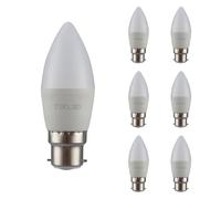 TEKLED® C37 Candle DIMMABLE Cetus LED Bulbs | B22 Bayonet Cap | Energy Saving 6W Light White Glass Bulb 50W Incandescent Bulb Equivalent | 470LM | 6-Pack | 6000K Cool Daylight