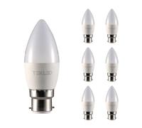 TEKLED® C37 LED Candle Bulbs | B22 Bayonet Cap | Energy Saving 6W Light Bulb 50W Incandescent Bulb Equivalent | 2700K 470LM NONDIMMABLE | 6-Pack Warm White