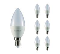 TEKLED® C37 LED Candle Bulbs | E14 Small Edison Screw | Energy Saving 5W Light Bulb 40W Incandescent Bulb Equivalent | 3000K 400 LM NONDIMMABLE | 6-Pack | Warm White