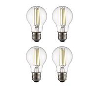TEKLED E27 LED Filament Bulb 4000K Cool White 4W A60 GLS 4-Pack, Clear Glass Edison Screw Retro Light Bulb for Kitchen & Bathroom, Flicker-Free, 40W Equivalent