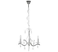 TEKLED Elegant Chrome Chandelier Ceiling Light with Crystal Beads | E14 Fitting | Modern Minimalist Design Decorative Lighting | for Living Rooms Dining Halls Hallways | 3 Candle (Bulb not Included)