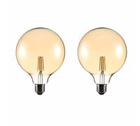 TEKLED G125 E27 Large LED Globe Bulb, 4W, 2400K Warm White Amber Tint, Vintage Edison, Non-Dimmable, Pack of 2