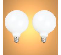 TEKLED® G125 Globe DIMMABLE Filament LED Bulbs | E27 Edison Screw | G40 Energy Saving 6.5W Light Milky White Glass Bulb 55W Incandescent Bulb Equivalent | 2700K 800LM | 2-Pack | Warm White