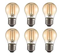 TEKLED G45 E27 LED Filament Bulb 2W, 2400K Warm White Amber Golf Ball, 22W Equivalent, Non-Dimmable Edison Screw Light Bulbs, 6 Pack