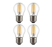 TEKLED® G45 Filament Vintage DIMMABLE LED Bulbs | E27 Edison Screw | Energy Saving 4W Light Bulb 40W Equivalent | Clear 2700K 470LM | 4-Pack | Warm White