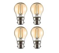 TEKLED® G45 Filament Vintage LED Bulbs | B22 Bayonet Cap | Energy Saving 2W Light Bulb 22W Equivalent | NONDIMMABLE Amber 2400K 220LM | 4-Pack | Warm White