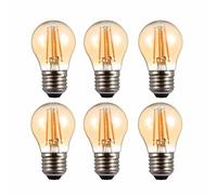 TEKLED® G45 Golf Ball Filament Vintage LED Bulbs | E27 Edison Screw | Energy Saving 4W Light Bulb 35W Equivalent | NONDIMMABLE Amber 2400K 410LM | 6-Pack | Warm White