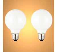 TEKLED® G80 Globe DIMMABLE Filament LED Bulbs | E27 Edison Screw | G25 Energy Saving 6.5W Light Milky White Glass Bulb 55W Incandescent Bulb Equivalent | 2700K 790LM | 2-Pack | Warm White