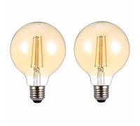 TEKLED G95 Dimmable LED Filament Globe Bulb, 6.5W (60W Equivalent), Warm White 2400K, E27 Edison Screw, Pack of 2