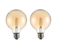 TEKLED® G95 Filament Vintage LED Bulbs | E27 Edison Screw | Energy Saving 2W, 4W, 6.5W Light Bulbs | (2, 2W-Nondimmable)