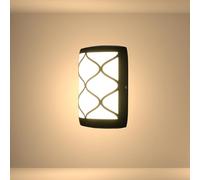 TEKLED Garden Arabesque Black Plastic LED Outdoor Wall Light | 15W 4000K Cool White | Weather-Resistant IP54 | for Facades Porches Gardens and Patios | (Built-in LED)